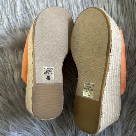 Soda Wedge Sandals Womens Size 8 1/2 Orange Open Toe Slip On Heeled Shoes - Picture 6 of 6